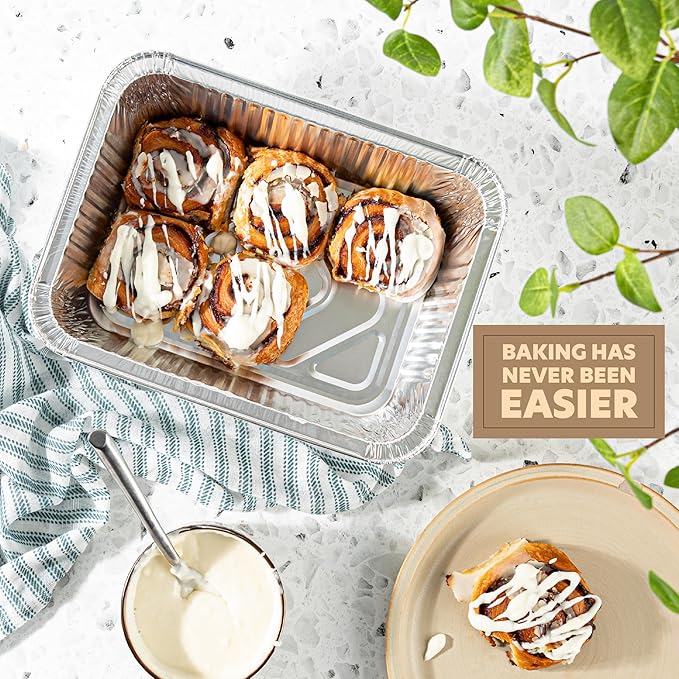PLASTICPRO 10 Pack Aluminum Pans 8'' x 10" Disposable Pans with Covers Heavy Duty 5 lb Foil Pans for Baking and Cooking