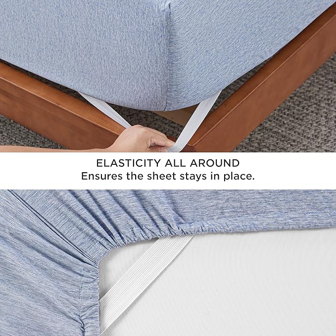 Bedsure Queen Sheet Set - 4 Pieces, Soft Cooling Queen Sheets, Luxury Cationic Dyed, Deep Pockets Easy-Fit, Breathable Wrinkle Free, Blue