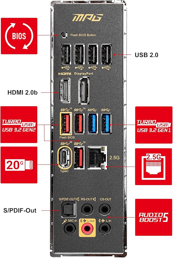 MPG MPG Z590 Gaming Force Gaming Motherboard (ATX, 11th/10th Gen Intel Core, LGA 1200 Socket, DDR4, PCIe 4, CFX, M.2 Slots, USB 3.2 Gen 2, DP/HDMI, Mystic Light RGB)