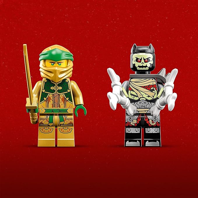 Lego NINJAGO Lloyds Mech Battle EVO Building Set 71781, with 2 Action Figures, 2 Posable Ninja Action Figures to Build, Ninja Toy for Kids Ages 6 with Bone Warrior and Golden Lloyd Minifigures