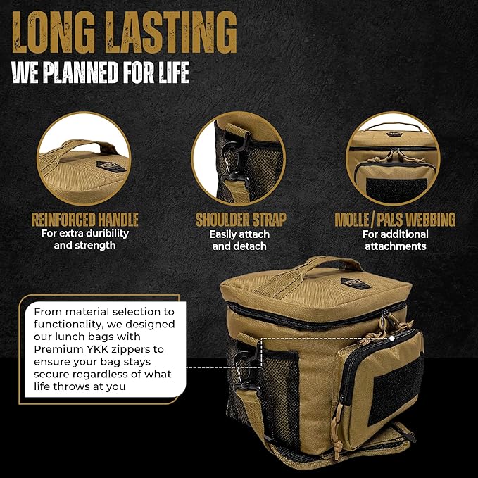 HighSpeedDaddy Tactical Lunch Box For Men Women- Military Grade Large Insulated Lunch Bag - 11Aux 9Aux 8Au (15L) Cooler Bag - Reusable, Portable and Water Resistant - For Work, Travel Picnic