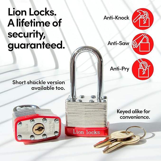 12 Keyed Alike Padlocks with 2" Long Shackle, 24 Keys - Padlocks for Outdoor Use, Locks with Keys, Hardened Steel Case, Pick Resistant Brass Pin Cylinder for Hasp Latch, Locker, Gate