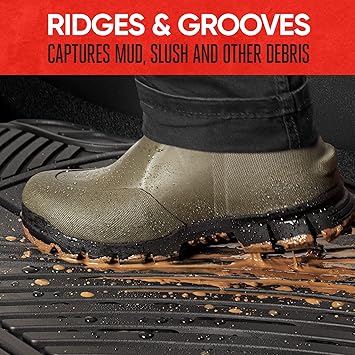 Motor Trend FlexTough Performance All Weather Rubber Car Floor Mats - 3 Piece Floor Mats Automotive Liners for Cars Truck SUV, Heavy-Duty Waterproof (Black)
