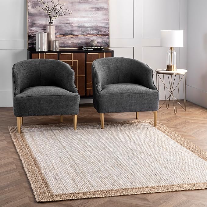 nuLOOM Eleonora Casual Jute Accent Rug, 2' x 3', White, Rectangular, 0.35" Thick