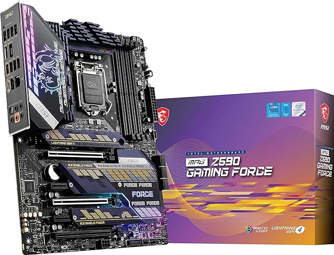 MPG MPG Z590 Gaming Force Gaming Motherboard (ATX, 11th/10th Gen Intel Core, LGA 1200 Socket, DDR4, PCIe 4, CFX, M.2 Slots, USB 3.2 Gen 2, DP/HDMI, Mystic Light RGB)