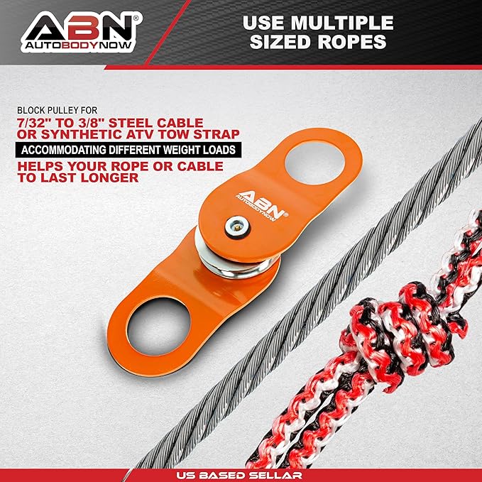 ABN Cable Pulley Snatch Blocks for Winches - 22,000lbs Capacity UTV Winch Accessories Recovery Gear 1-Pack Pulley Block