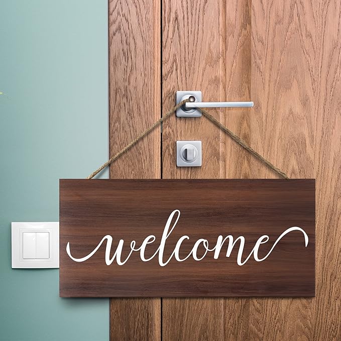 Welcome Wood Sign 6x13 Inch Rustic Wall Dcor, Entryway, Porch, Front Door Welcome Sign, Farmhouse Style Home Dcor, Made in USA