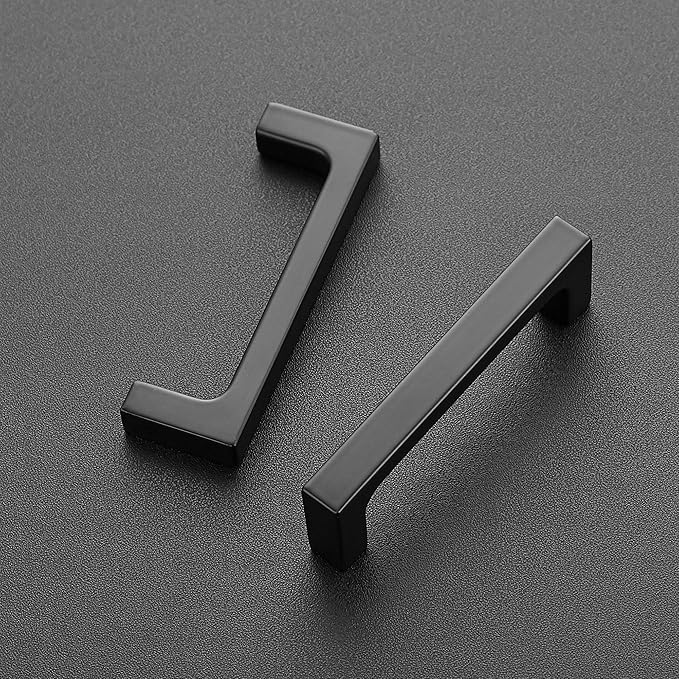 Ravinte Square Cabinet Handles 10 Pack, Solid Kitchen Cabinet Pulls Drawer Pulls Kitchen Cabinet Hardware Flat Handles, 3 Inch, Matte Black