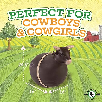 Big Country Toys Bouncy Bull Kids Toys - Rodeo Ride On Toys for Ages 3 - Bouncy Animals for Toddlers - Inflatable Kids Hopper Toy with Hand Pump