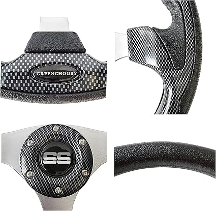 Golf Cart Steering Wheel Universal 12.5" for Club Car DS Precedent EZGO and Yamaha Black+gray2