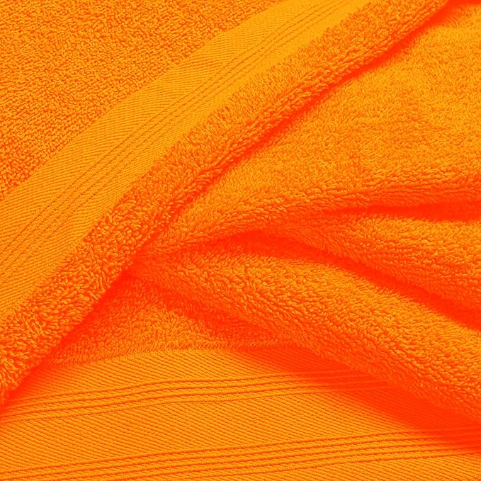 Ultra Soft 3 Pack Cotton Towel Set, Contains a Bath Towels 28x55 inch, a Hand Towels 16x24 inch a Wash Coths 12x12 inch, Ideal Everyday use, Compact Lightweight - Orange