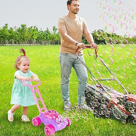 ArtCreativity Bubble Lawn Mower for Toddlers 1-3, Kids Bubble Blower Machine for 1-Year-Old Girl Gifts, Push Gardening Toys for Kids Age 1 2 3 4 5, Valentine's Day Birthday Gifts for Preschool Girls