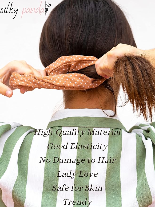 Luxury Silk Scrunchies for Women and Girls, Hair Ties, Hair Band, Ponytail Holder, Set of 4, Combo-14