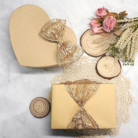 CT CRAFT LLC Sparkling Glitter Mesh Wired Ribbon 2.5" x 10 Yards Champagne Gold for Christmas Home Decor Bow Gift Wrapping DIY Crafts Wreath