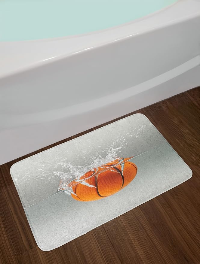 Lunarable Sports Bath Mat, Standard Floor Plan on Parquet Backdrop Basketball Court Playground Print, Plush Bathroom Decor Mat with Non Slip Backing, 30.2" x 20", Pale Brown White