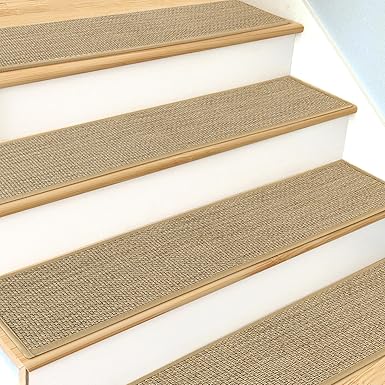 Non Slip Stair Treads for Wooden Steps Indoor, Carpet Stairs Runner 15 Pack 9" x 36" Stair Tread Rugs for Wood Stairs, Machine Washable Step Runners, Stair Pads for Pet, Beige