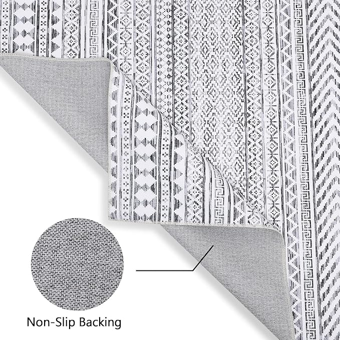 5x7 Machine Washable Area Rug Boho Geometric Area Rug Farmhouse Non-Slip Stain Resistant Modern Rug for Living Room Home Office, 5' x 7'