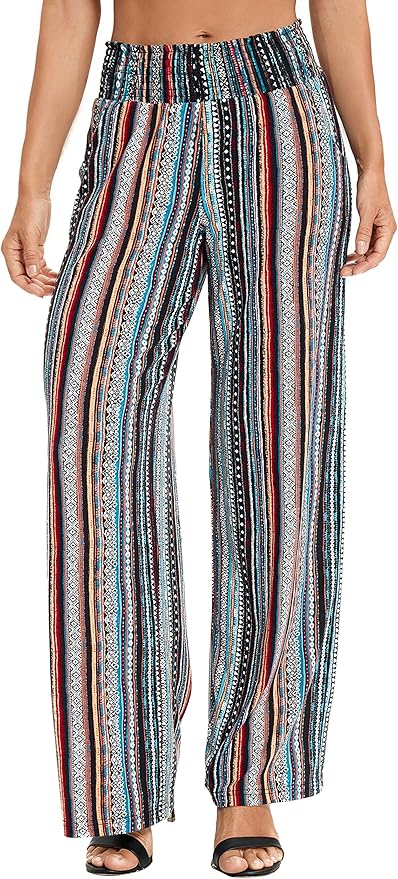 Urban CoCo Women's Boho Palazzo Pants Wide Leg Beach Pants High Waisted Lounge Pants with Pockets