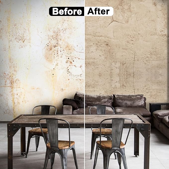 WADILE Beige Concrete Wallpaper 15.7 in 118 in, Cement Contact Paper 3D Matte Textured, Wall Paper Pull and Stick Self-Adhesive Removable
