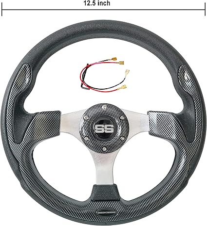Golf Cart Steering Wheel Universal 12.5" for Club Car DS Precedent EZGO and Yamaha Black+gray2