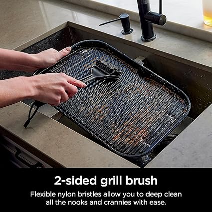 Ninja XSKBRUSHXL Woodfire Outdoor Grill Cleaning Brush, Compatible with All Ninja Woodfire Outdoor Grills (OG700, OG800, and OG900 Series), Non-Scratch, Heat Resistant, Scraper Tool, Black