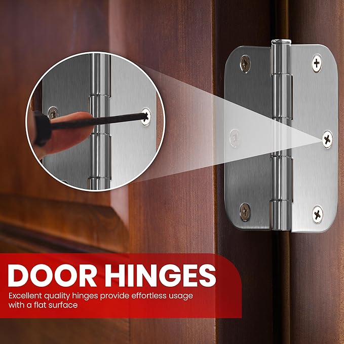 Utopia Home Pack of 1 Rounded Interior Door Hinges, 3.5 Inch, 58" Radius Edges, 3 x 3 inch, Both Interior and Exterior (Silver)