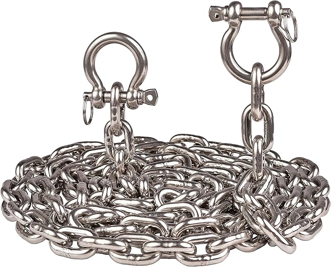 316 Stainless Steel Boat Anchor Chain with 2 Pcs Anti-Off Shackles, Marine Grade