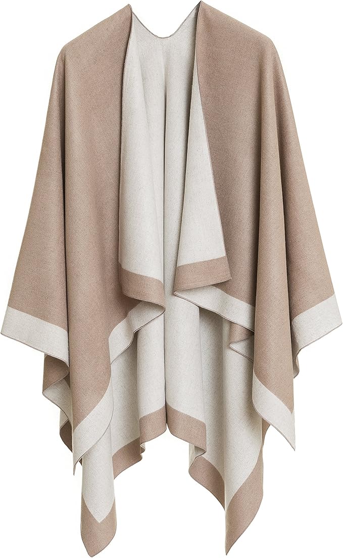 Women's Shawl Wrap Poncho Ruana Cape Cardigan Sweater Open Front for Travel Flight Cruises