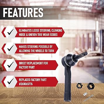 Front Outer Tie Rod End - Compatible with Cadillac, Chevy and GMC Vehicles - Avalanche 1500, 2500, Escalade, Silverado, Sierra, Tahoe, Yukon XL 1500- Replaces ES3493T, 260065776, 19149617, 12471376