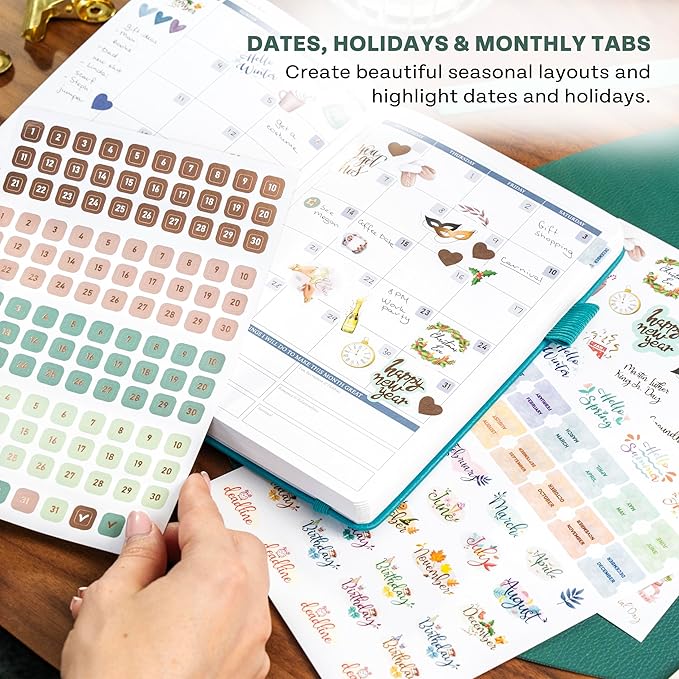 Legend Mega Sticker Pack 1,900 Small Stickers for Planner, Journal Calendar Aesthetic, Inspirational, Seasonal, Dates, Months, Holidays, Wellness Budget Stickers Planner Accessories