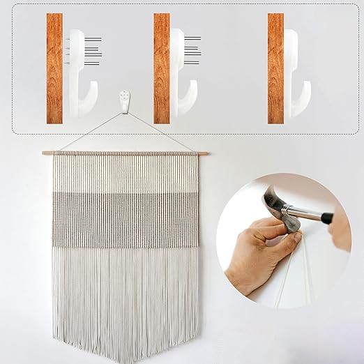 20 Pcs Plastics No Trace Picture Hangers Picture Hangers Hanging Kit Invisible Nail Screws Wall Hooks Hardwall Drywall Hooks for Tapestry, Clocks, Hanging Picture, Cement Wall, Hard Walls and More (L)