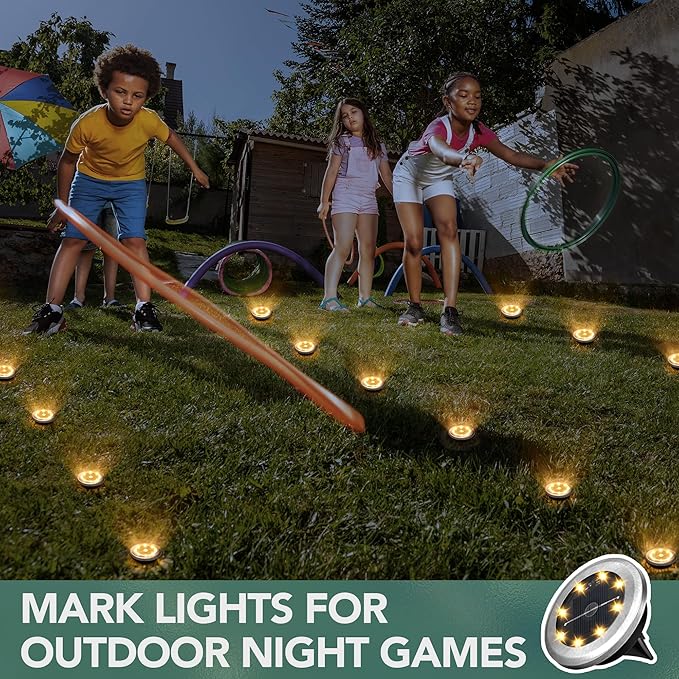 SOLPEX Mini Solar Ground Lights, 2 Pack Solar Lights Outdoor Waterproof, Pathway Lights Solar Powered, Solar Garden Lights, Landscape Lighting for Yard Driveway Walkway (Warm White)