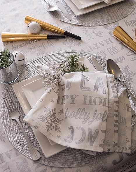 DII Woven Placemats Collection Metallic Round Placemat Set, 15", Platinum Silver, 4 Piece