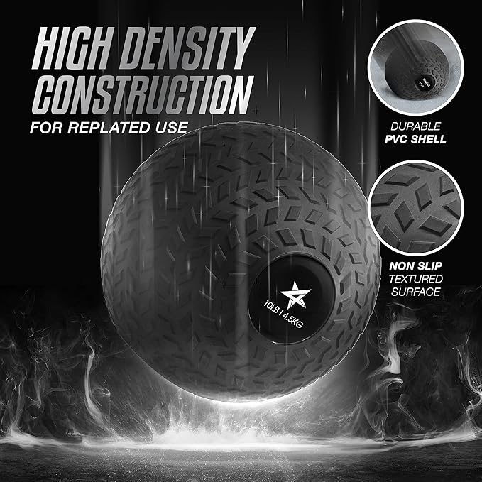 Yes4All Slam Balls Upgraded, 10-12lb Medicine Ball Weight, Durable PVC Sand Filled Workout Dynamic Medicine Ball for Core Strengthen