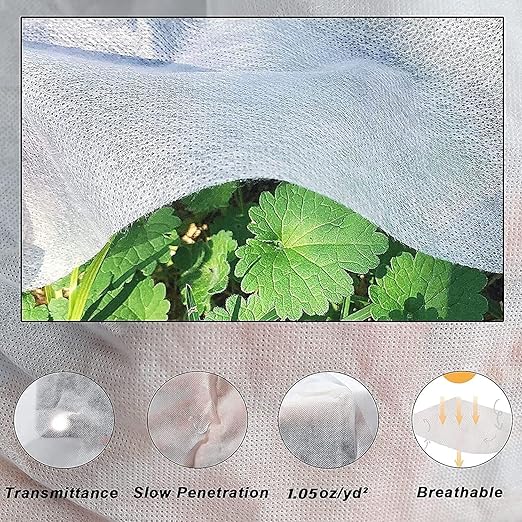 GonLei Plant Covers Freeze Protection Kit 10x30 ft Plant Blanket (6 Pcs Garden Hoops & 18 Clips) Frost Cloths for Outdoor Plants Garden Row Covers 1.05oz/yd² Plant Covers for Winter