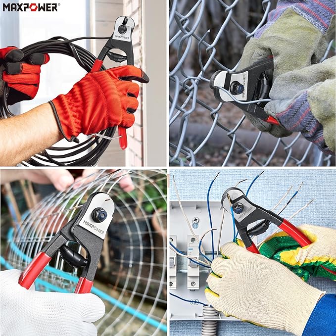 MAXPOWER Wire Cutter, 8-Inch Wire Rope Cutters for Steel Wire, Wire Seals, Aircraft Bicycle Cable, Cable Cutter Cuts Up to ¹³/??"(5mm
