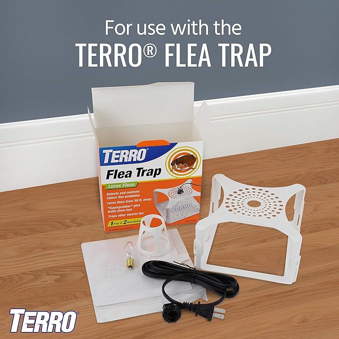 TERRO T231 Flea Trap Refills - Replacement Flea Trap Glue Boards,White, 3 Count (Pack of 1)