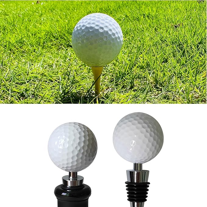 Golf Ball Wine Stopper, Funny Golf Club Beverage Bottle Stoppers, Golf Home Wine Top Decor, Golf Barware, Gift for Wine Lover Golf Lover