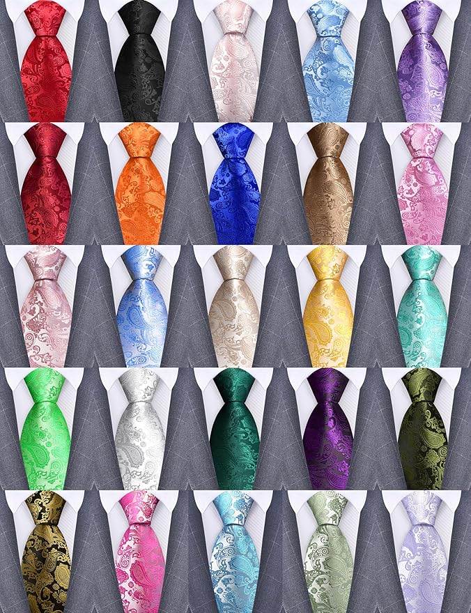 GUSLESON 3.15"(8cm) Fashion Paisley Ties Mens Woven Jacquard Necktie for Wedding