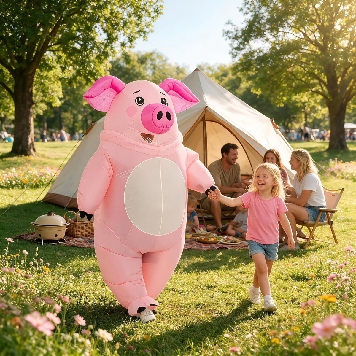 Halloween Inflatable Costume Adult,Blow Up Full Body Pig Suit Men Women