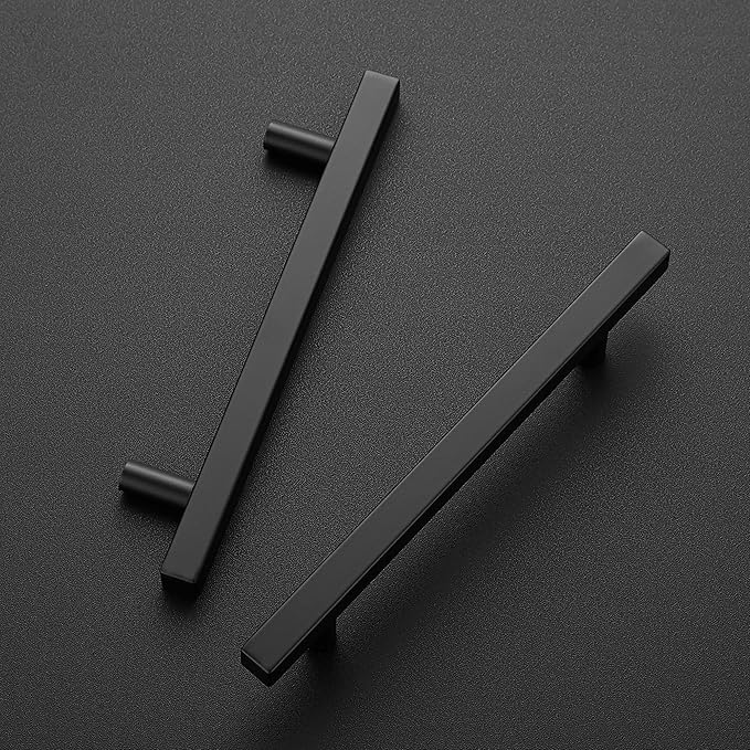 Ravinte 1 Pack 7.38'' Square Cabinet Pulls Matte Black Stainless Steel Kitchen Drawer Pulls Cabinet Handles 7-38Length,5 Hole Center