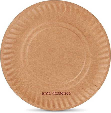 AME D'ESSENCE (100 PACK-9") Disposable Paper Plates 9" Uncoated Brown Bulk Paper Plate Large