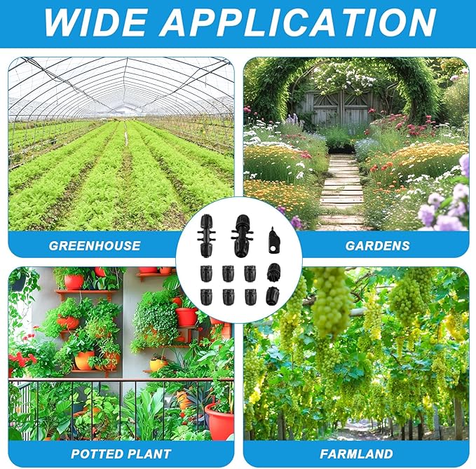 8x12 Inch Drip Irrigation Fittings End Caps2x12 Inch to 14 Inch Locked Barbed Six Hose Connectors 12 Inch Irrigation Fittings End Plugs for (12'' ID x 0.60-0.63'' OD)16mm Drip Tubing Connectors