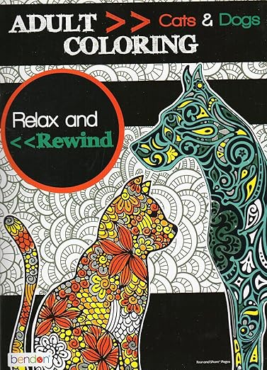 Cats Dogs - Adult Coloring Book - Relax and Rewind