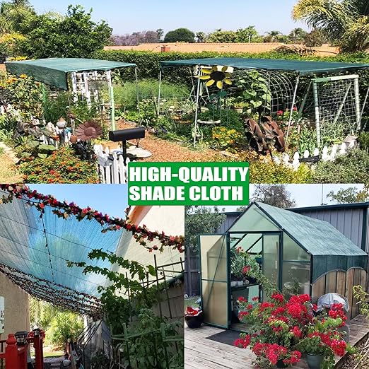 e.share 70% Shade Cloth, Taped Edge Sun Shade Netting with Grommets for Garden Patio,Flower Plant Covers Porch Screen, Garden Pergola Cover, Greenhouse, Car Cover,Chicken Coop (12 Ft X 6 Ft, Green)