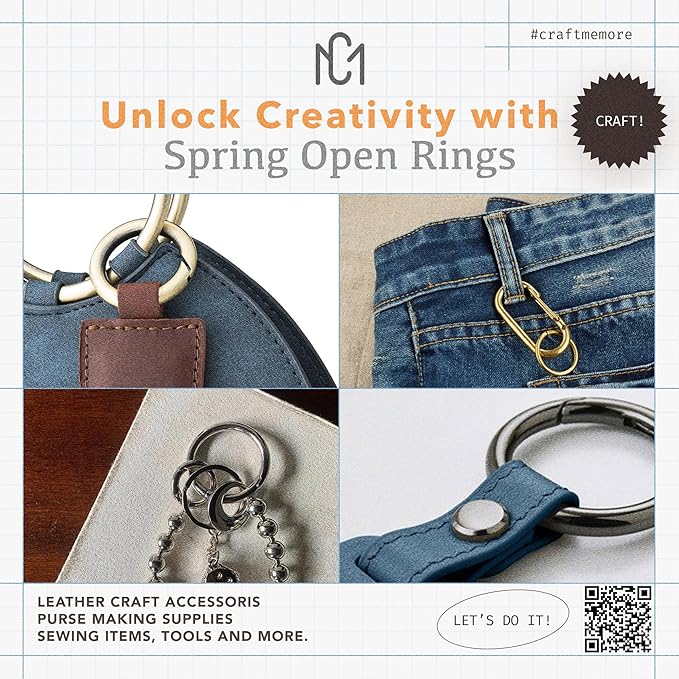 CRAFTMEMORE 2pcs Oval Rings Snap Clips Spring Opening Keyring Buckle SHOV Purse Hardware (Silver)