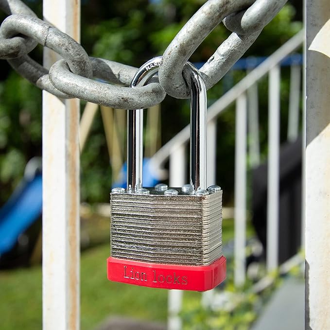 6 Keyed Alike Padlocks with 2" Long Shackle, 12 Keys - Padlocks for Outdoor Use, Locks with Keys, Hardened Steel Case, Pick Resistant Brass Pin Cylinder for Hasp Latch, Locker, Gate