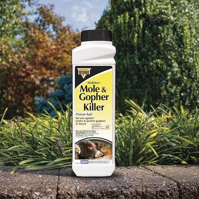 REVENGE Moletox Mole Gopher Killer Poison Bait Granules, 1 lb. Ready-to-Use Control for Pocket Gophers in Lawn