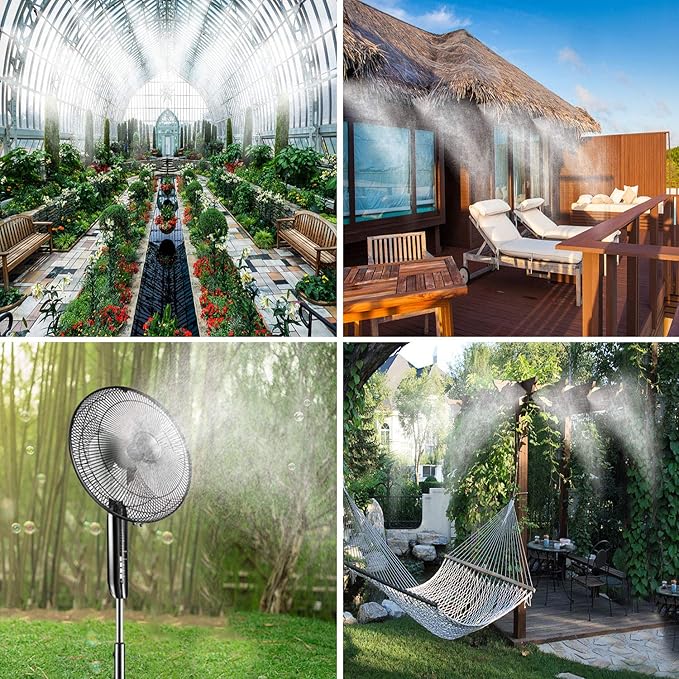 Misters for Outside Patio, 50 FT Misting System for Cooling Outdoor, Mister System for Outside Patio Producing Water Mist in Backyard, Trampoline, Porch, Deck, Umbrella, Garden