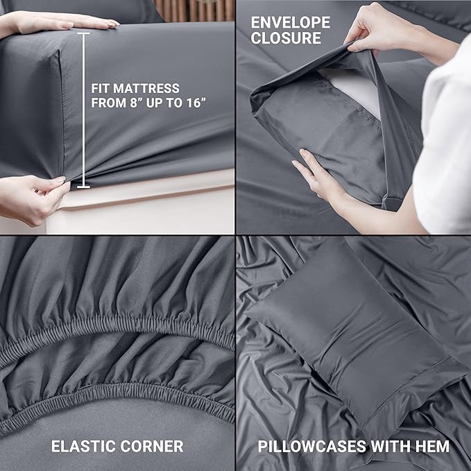 Utopia Bedding - Brushed Microfiber Sheet Set, Shrink Resistant and Fade-Resistant, Easy Care, 3 Pieces, Individual Size, Gray Color